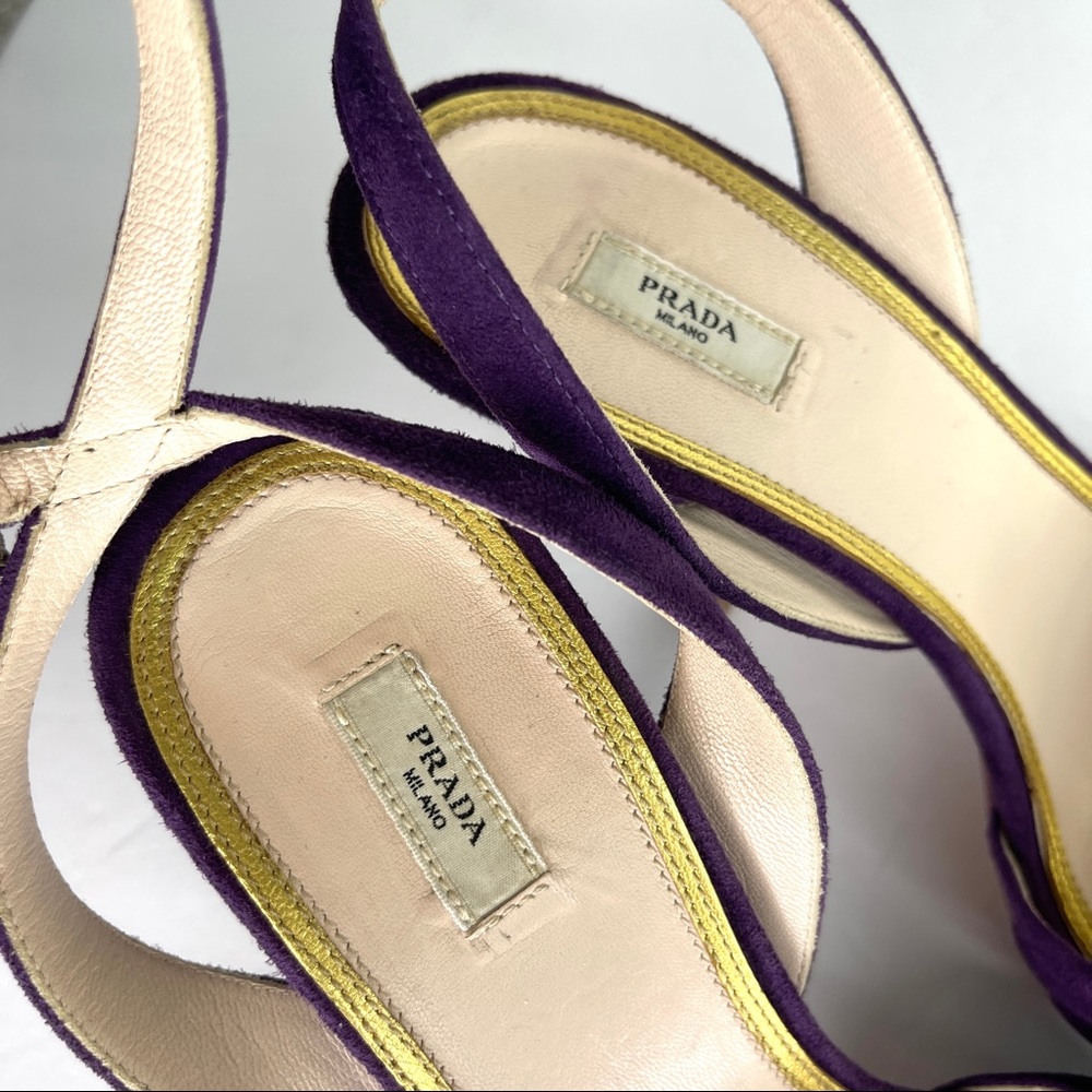 PRADA Purple Suede Open Toe Ankle Strap Heels Heeled Sandals Size 39 - Picture 7 of 10